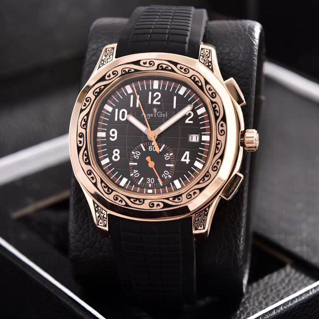 Famous Brand New Men Automatic Mechanical Rose Gold Carved Ancient Dual Time Black Blue Rubber Sapphire Limited Sport Watch AAA+
Famous Brand New Men Automatic Mechanical Rose Gold Carved Ancient Dual Time Black Blue Rubber Sapphire Limited Sport Watch AAA+