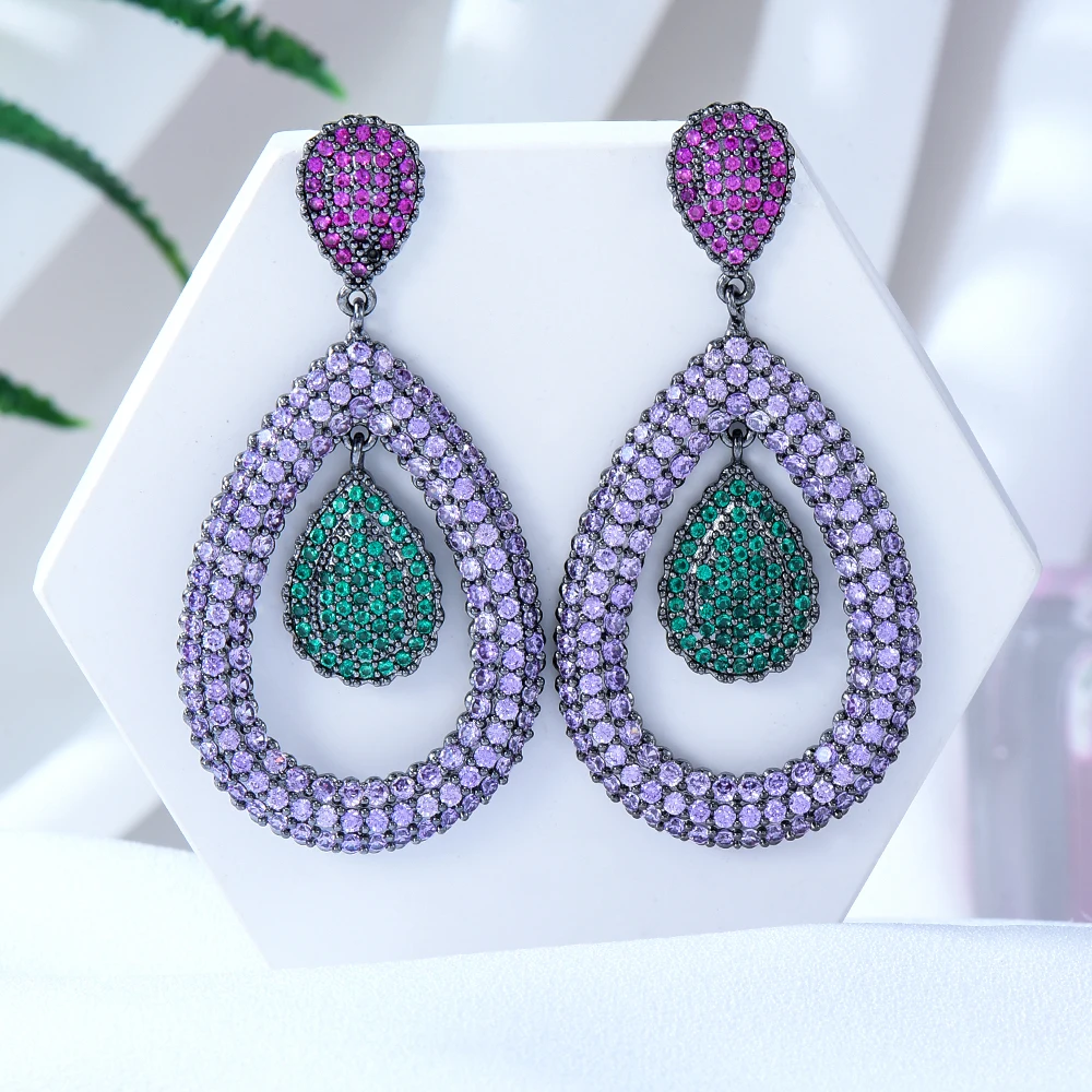 

Kellybola Noble Elegant Zirconia Drop Pendant Drop Earrings Women Fashion Party Daily Boutique Jewelry Valentine's Day Gift