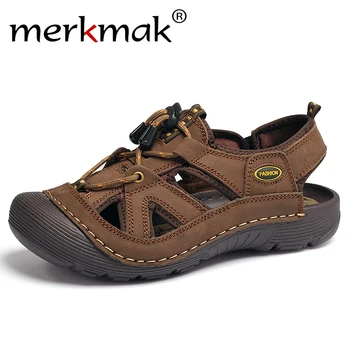 Merkmak Male Shoes Genuine Leather Men Sandals Summer Men Shoes Beach Fashion Outdoor Casual Non-slip Sneakers Footwear Size 45
Merkmak Male Shoes Genuine Leather Men Sandals Summer Men Shoes Beach Fashion Outdoor Casual Non-slip Sneakers Footwear Size 45