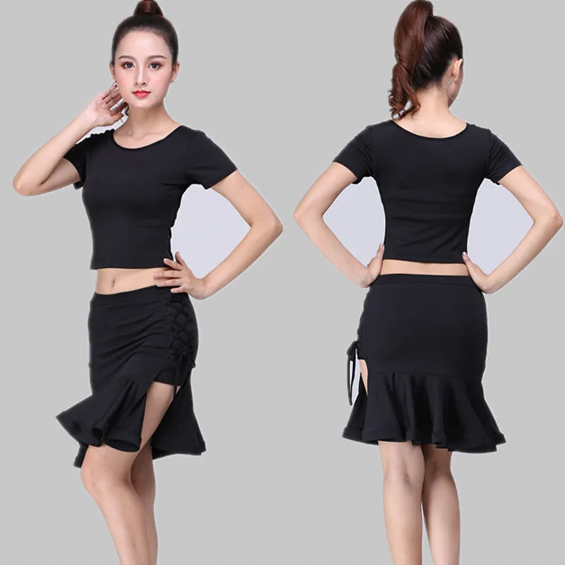 

New Style Latin Dance Costume Women's Latin Square Dance Dress Lower Apron Skirt Cross Belt Short Skirt Fishbone Big Skirt