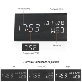 New Triangular Wooden LED Digital Sound Control Alarm Clock USB/Battery Powered Dimmer Thermometer Clock 3 Alarms Weekday Alarm
New Triangular Wooden LED Digital Sound Control Alarm Clock USB/Battery Powered Dimmer Thermometer Clock 3 Alarms Weekday Alarm