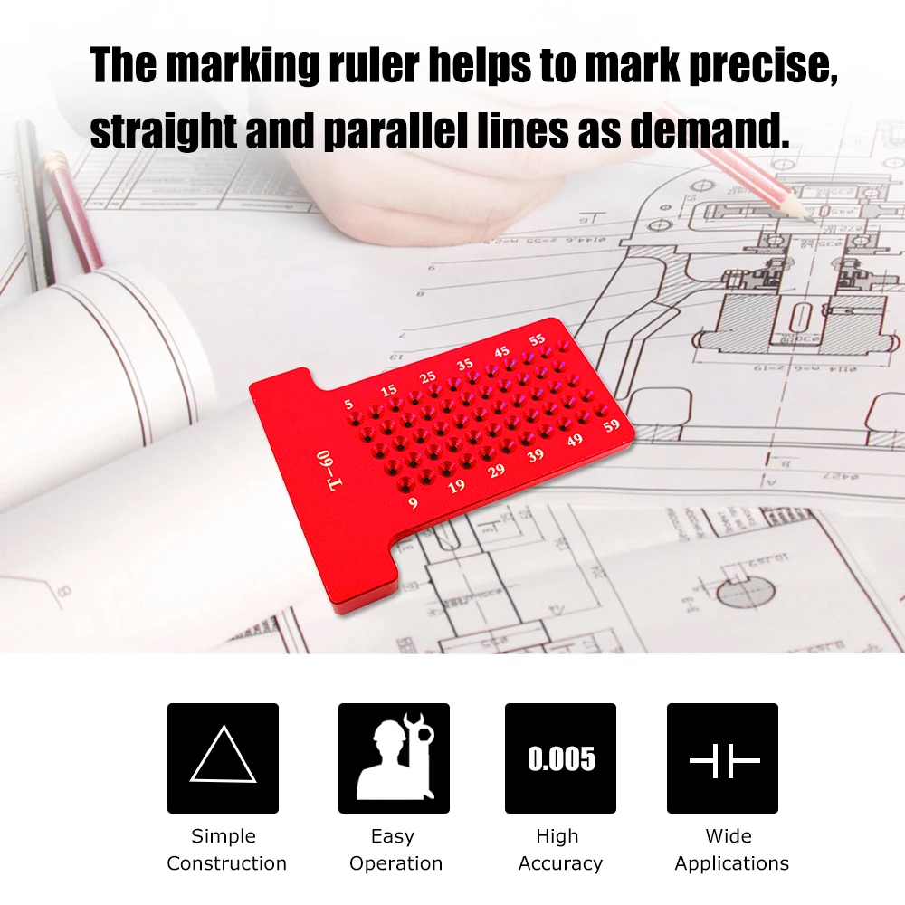 T-60 Hole Positioning Metric Ruler T-ruler Marking Ruler Woodworking Ruler Parallel Line Hole Marking Construction Ruler
T-60 Hole Positioning Metric Ruler T-ruler Marking Ruler Woodworking Ruler Parallel Line Hole Marking Construction Ruler