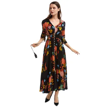 Bikitique Holiday V-Neck 3 / 4 Sleeve Retro Print Single Breasted Closed Waist Sexy Dress Women Casual Drawstring Party Dress
Bikitique Holiday V-Neck 3 / 4 Sleeve Retro Print Single Breasted Closed Waist Sexy Dress Women Casual Drawstring Party Dress