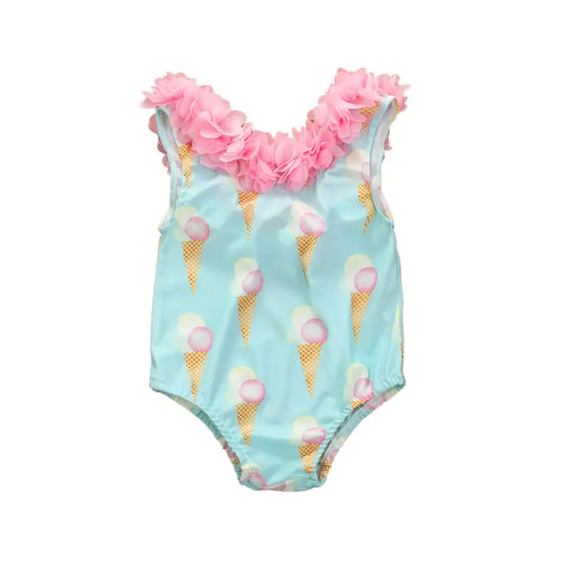 Модный Купальник для маленьких девочек с мороженым и цветами купальный костюм