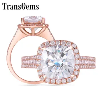 TransGems Solid 14K 585 Rose Gold Center 3ct 8.5mm Cushion F Color Halo Moissanite Wedding Ring with Accents for Women Gold Ring
TransGems Solid 14K 585 Rose Gold Center 3ct 8.5mm Cushion F Color Halo Moissanite Wedding Ring with Accents for Women Gold Ring