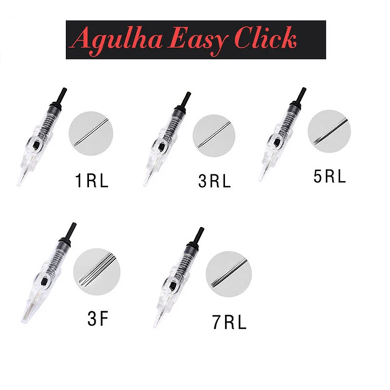 100pcs 1 para Agulha Easy Click Cartridge Needles Universal Dermografo 1,3,5,7RL Needle for Eyebrow Tattoo Permanent Makeup Pen
100pcs 1 para Agulha Easy Click Cartridge Needles Universal Dermografo 1,3,5,7RL Needle for Eyebrow Tattoo Permanent Makeup Pen