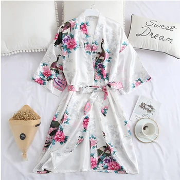 White Women Wedding Robe Large Size 3XL Robe Kimono Gown Print Peacock Loose Sleepwear Sexy Lounge Homewear Intimte Lingerie
White Women Wedding Robe Large Size 3XL Robe Kimono Gown Print Peacock Loose Sleepwear Sexy Lounge Homewear Intimte Lingerie