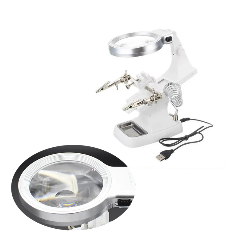 Multi-functional 3X/4.5X lens LED loupe desktop Soldering Iron Magnifying Glass Alligator Clip Holder Hand Welding Repair tool
Multi-functional 3X/4.5X lens LED loupe desktop Soldering Iron Magnifying Glass Alligator Clip Holder Hand Welding Repair tool