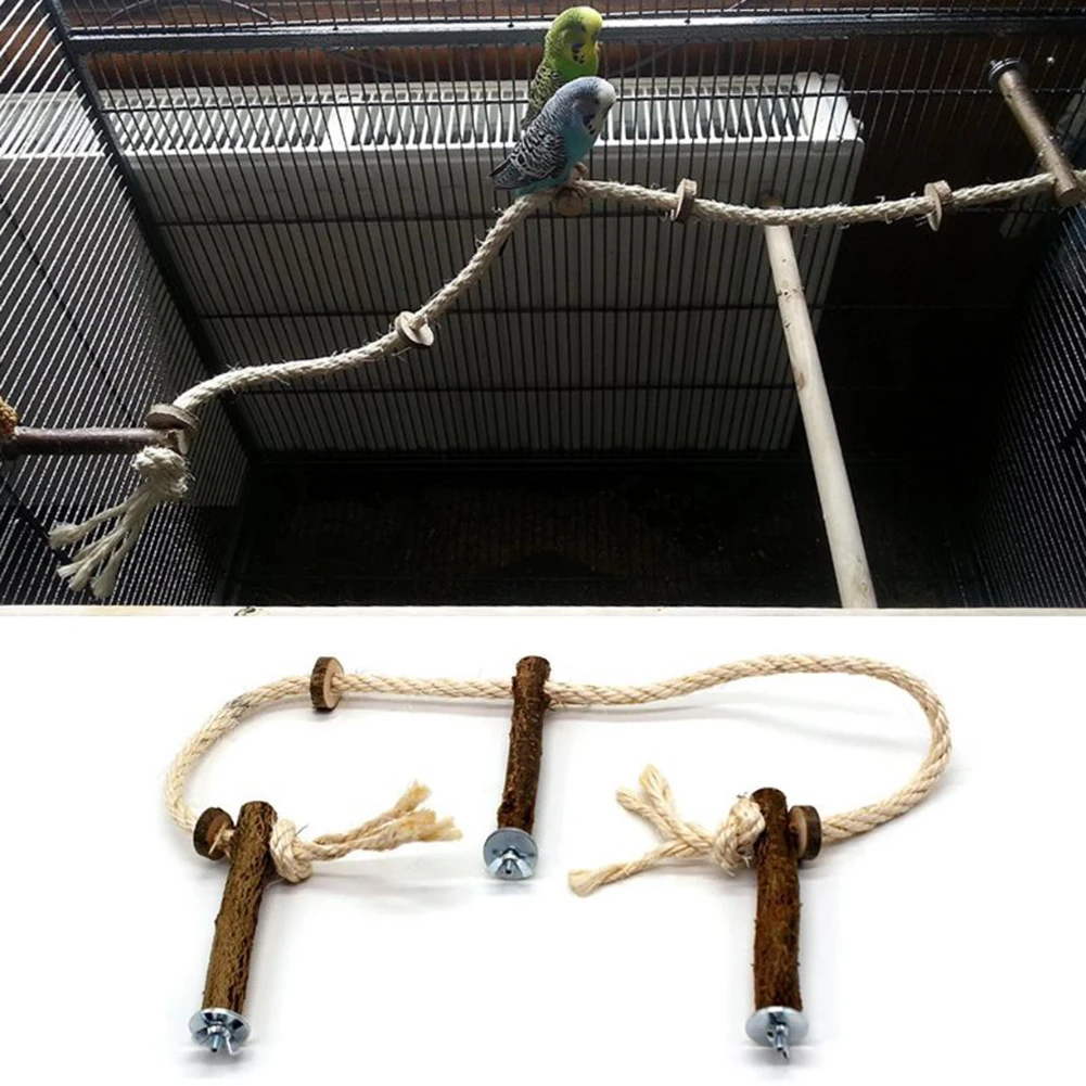 Pet Bird Toy Frame Rope Ladder Swing Perch Parrot Cockatiel Cage Wood Stand Hammock Birds Climbing Training Tools | Дом и сад