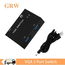 

2 port vga switch box vga 2 in 1 out switcher for consoles set-top boxes notebooks projectors computers 2 hosts share 1 display