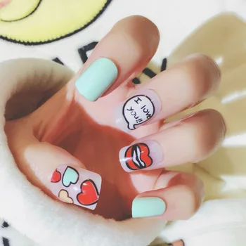 Cute Cartoon Love Pattern 24 sheet/set Fake False Nail Tip Colored Beauty Glue New Design Red Lipstick Manicure Nail Sticker C69
Cute Cartoon Love Pattern 24 sheet/set Fake False Nail Tip Colored Beauty Glue New Design Red Lipstick Manicure Nail Sticker C69