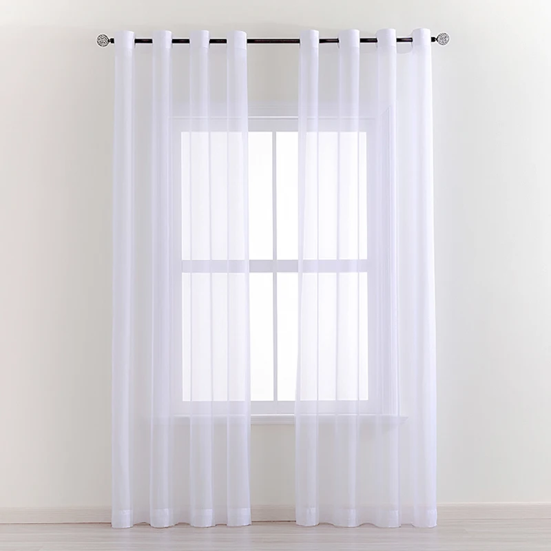 Однотонные белые тюлевые прозрачные оконные шторы Elka для гостиной спальни