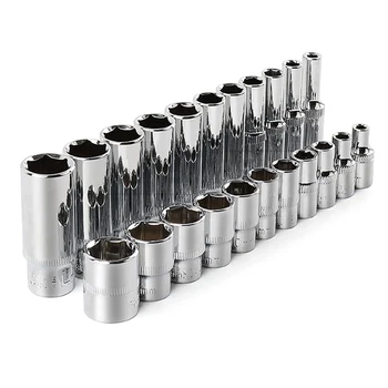 12pcs 1/4" Drive Deep Socket Set 6 Point Long Socket Hex Hand Tools Screw Extractor Repair Tool With Ratchet Wrench For Machine
12pcs 1/4" Drive Deep Socket Set 6 Point Long Socket Hex Hand Tools Screw Extractor Repair Tool With Ratchet Wrench For Machine