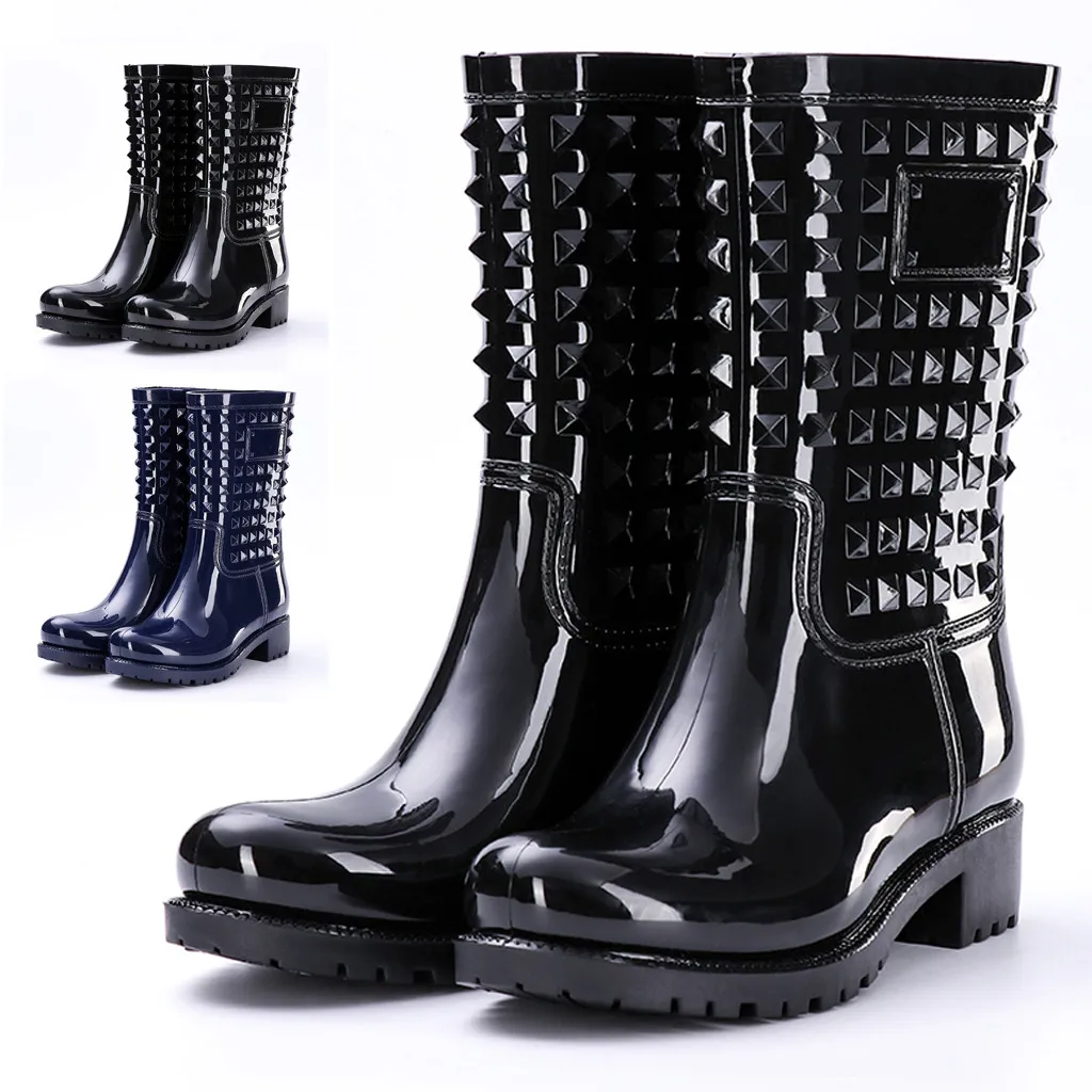 Boots Women Rain Boots PVC Mid-calf Bootie Rivet Footwear Shoes Winter Boots Women Waterproof Short Plush Shoes Woman Heel
Boots Women Rain Boots PVC Mid-calf Bootie Rivet Footwear Shoes Winter Boots Women Waterproof Short Plush Shoes Woman Heel