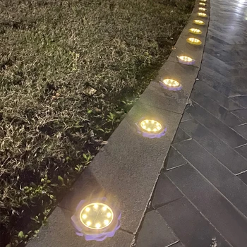 

4pcs Driveway Landscape Stairs Solar Ground Lights ABS Outdoor Garden Colorful 8LED Walkway Lawn Petal Shape Home Decor Passages