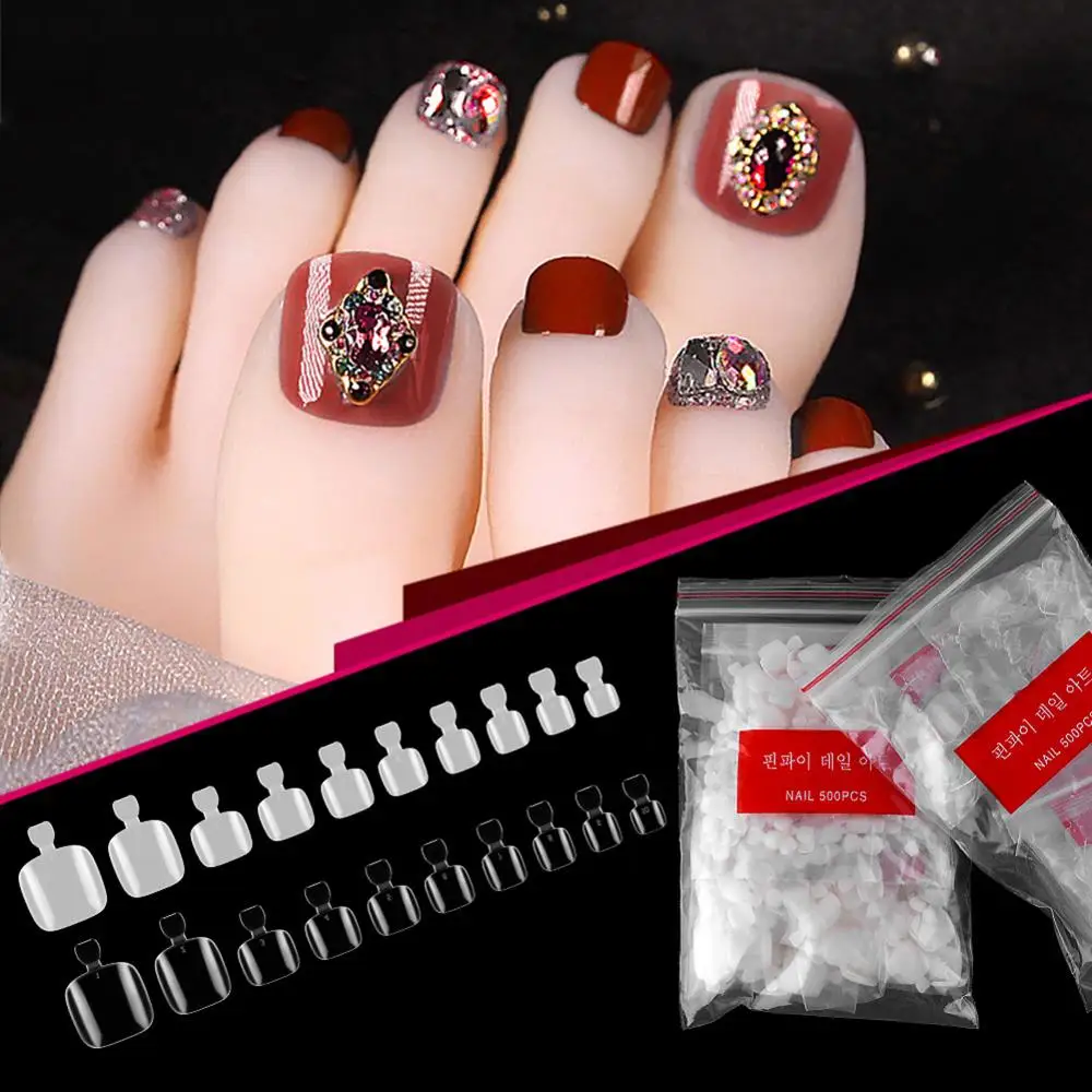 

False Fake Artificial Toe Nails Tips French Foot Tips Acrylic Professional Nail Art Decor Full Cover Toenails Manicure 500Pcs#