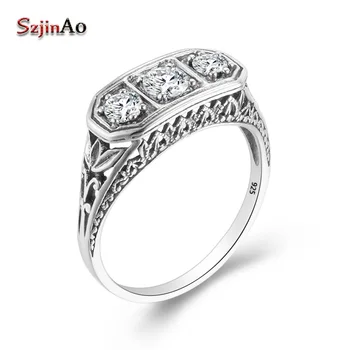 Szjinao Diamond Rings For Women Zircon 3 Precious Stone Massif Gemstone Ring For Women Carve Wedding Real Silver 925 jewelry
Szjinao Diamond Rings For Women Zircon 3 Precious Stone Massif Gemstone Ring For Women Carve Wedding Real Silver 925 jewelry