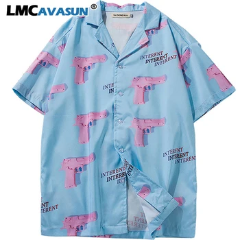 LMCAVASUN Turn-down Collar Hawaii Style Men's woman Shirts 2020 Summer Pink Gun Full Printing Casual Shirt Men Female blouse 
LMCAVASUN Turn-down Collar Hawaii Style Men's woman Shirts 2020 Summer Pink Gun Full Printing Casual Shirt Men Female blouse