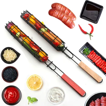 Barbecue net hot dog barbecue cage sausage grill clip barbecue clip net wooden handle grill grilling basket
Barbecue net hot dog barbecue cage sausage grill clip barbecue clip net wooden handle grill grilling basket