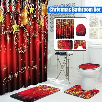 4pcs/set Merry Christmas Bathroom Set Red Hanging Ball Waterproof Shower Curtain Toilet Cover Mat Non Slip Rug Home Decoration
4pcs/set Merry Christmas Bathroom Set Red Hanging Ball Waterproof Shower Curtain Toilet Cover Mat Non Slip Rug Home Decoration