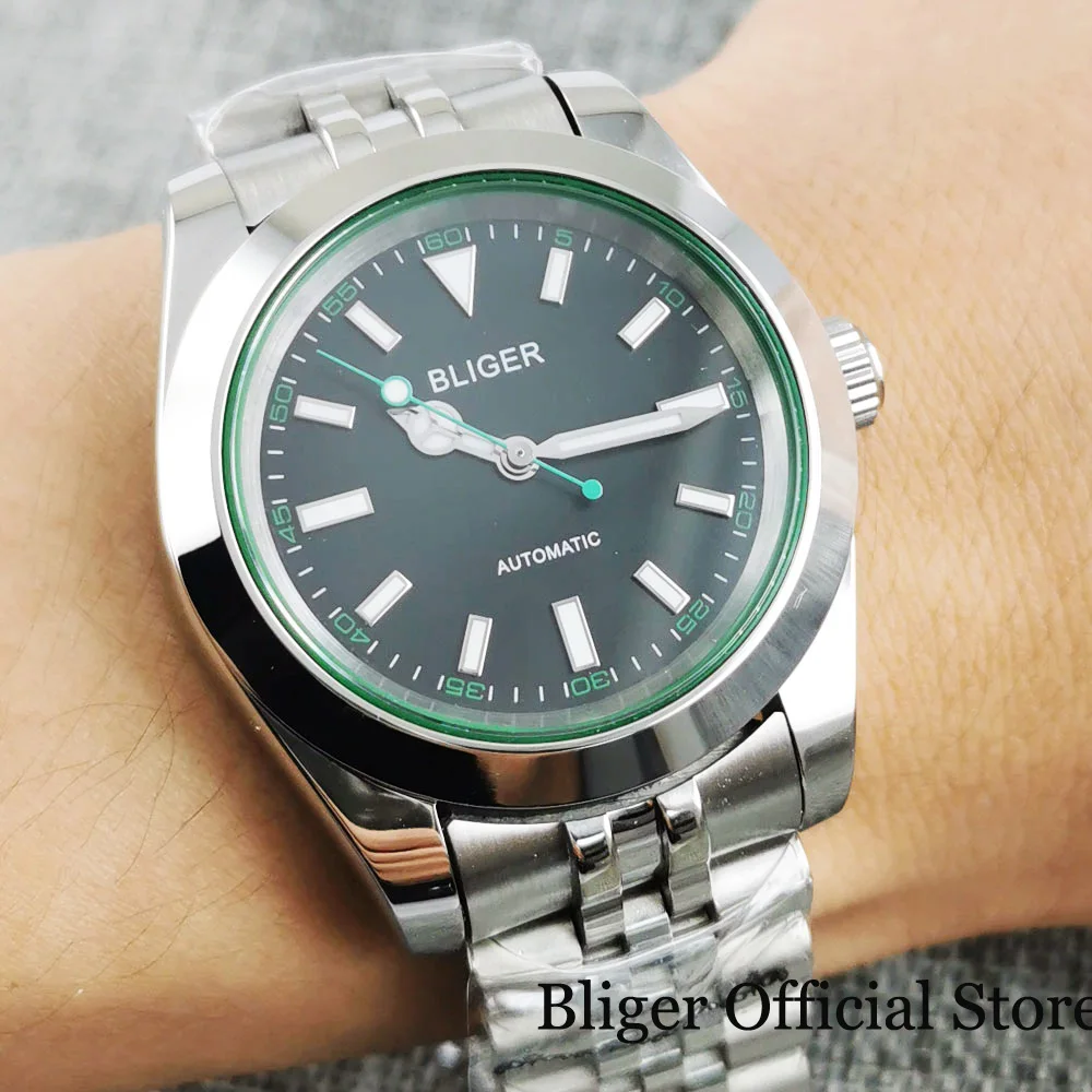 BLIGER Polished Automatic Male Wristwatch MIYOTA 8215 Movement Green Second Hand Folding Clasp Screw Crown
BLIGER Polished Automatic Male Wristwatch MIYOTA 8215 Movement Green Second Hand Folding Clasp Screw Crown