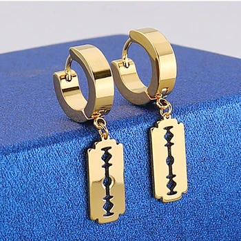 Fashion Punk Razor Blade Earrings Stainless Steel Charm Drop Dangle Earrings Men Jewelry
Fashion Punk Razor Blade Earrings Stainless Steel Charm Drop Dangle Earrings Men Jewelry