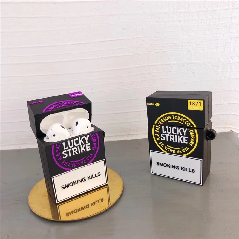Fashion 3D Silicone case LUCKY STRIKE cigaret airpods 2 1 case for apple Wireless bluetooth headset tobacco cover
Fashion 3D Silicone case LUCKY STRIKE cigaret airpods 2 1 case for apple Wireless bluetooth headset tobacco cover