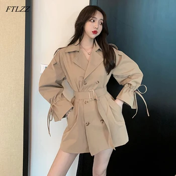 FTLZZ Women Trench Coat Double Breasted Solid Casual Loose Oversize Spring Autumn Female Elegant Korean Style Khaki
FTLZZ Women Trench Coat Double Breasted Solid Casual Loose Oversize Spring Autumn Female Elegant Korean Style Khaki