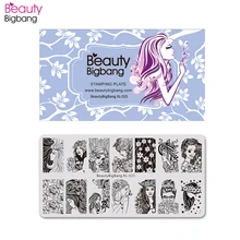 BeautyBigBang штамповка для ногтей красивая девушка цветок изображение ногтей Stamper шаблон ногтей инструмент штамповки пластины BBB XL-025(China)