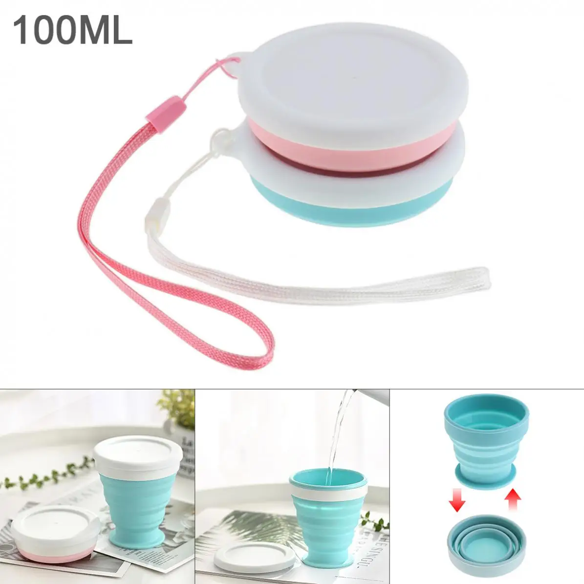 100ML 350ML Portable Cup Circular Silicone Folding Cup with Tether for - 50 Centigrade to 200 Centigrade
100ML 350ML Portable Cup Circular Silicone Folding Cup with Tether for - 50 Centigrade to 200 Centigrade