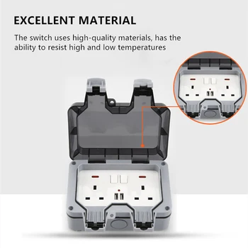 Waterproof Outdoor Socket Wall Electrical Outlets IP66 Switched Socket Covers 13A Outdoor Wall Plug Socket Box 
Waterproof Outdoor Socket Wall Electrical Outlets IP66 Switched Socket Covers 13A Outdoor Wall Plug Socket Box