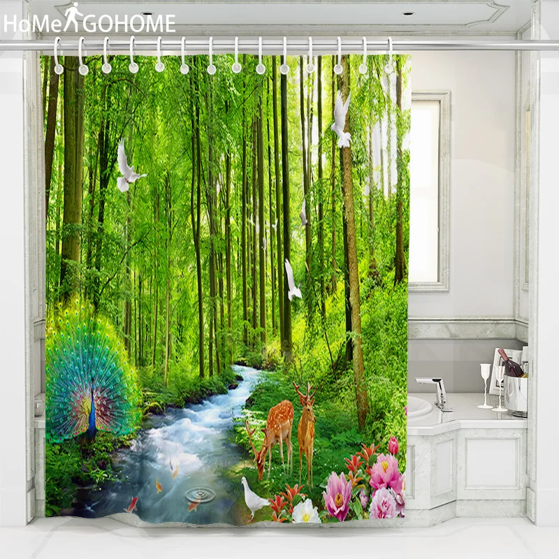 Peacock Shower Curtain 3D Bathroom Shower Curtain Boho Curtains for Bath Shower Waterproof Fabric Natural Forest River Landscape
Peacock Shower Curtain 3D Bathroom Shower Curtain Boho Curtains for Bath Shower Waterproof Fabric Natural Forest River Landscape