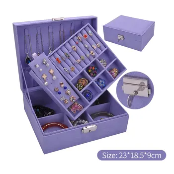 Double-layer Velvet Jewelry Organizer Storage Box Big Space Earring Rings Necklace Bracelet Watch Display Case Gift with Lock
Double-layer Velvet Jewelry Organizer Storage Box Big Space Earring Rings Necklace Bracelet Watch Display Case Gift with Lock