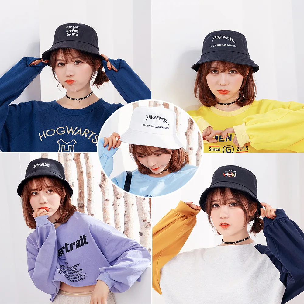 G Japanese-style Versatile Sun Hat Simple Embroidered Bucket Hat Women's Summer Women's Sun-resistant Bucket Hat- 
G Japanese-style Versatile Sun Hat Simple Embroidered Bucket Hat Women's Summer Women's Sun-resistant Bucket Hat-
