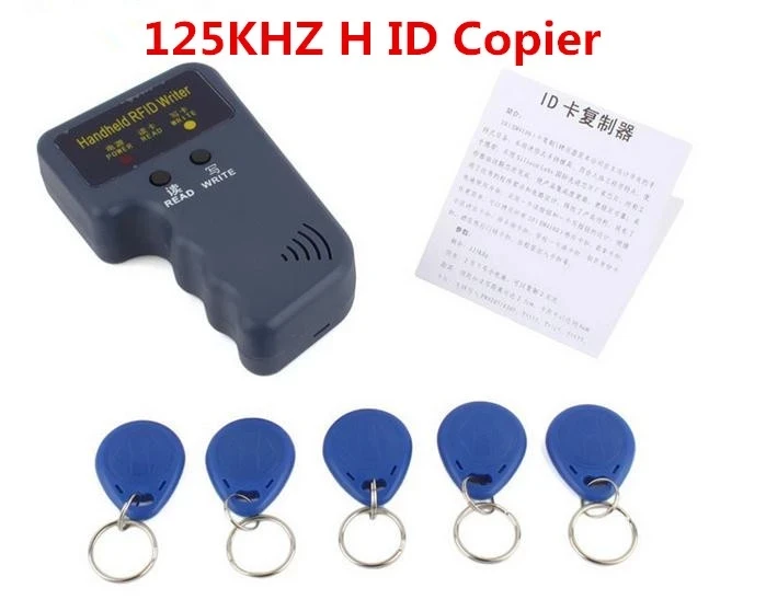 125KHz Handheld H-ID RFID Copier Writer H ID Duplicator + 5 Pcs H ID Rewritable Keyfobs
125KHz Handheld H-ID RFID Copier Writer H ID Duplicator + 5 Pcs H ID Rewritable Keyfobs