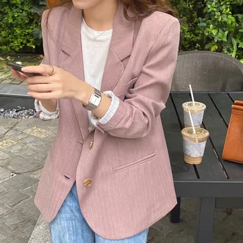 Office Lady Notched Collar Women pink Blazer Spring Autumn Jacket Casual Female Suits Coat Outerwear 
Office Lady Notched Collar Women pink Blazer Spring Autumn Jacket Casual Female Suits Coat Outerwear