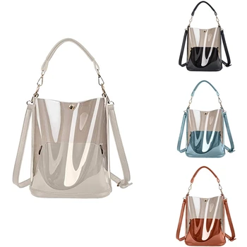 Female Bag Jelly Transparent Bag Wild Portable Bucket Handbag Large Capacity Shoulder Messenger Bag 
Female Bag Jelly Transparent Bag Wild Portable Bucket Handbag Large Capacity Shoulder Messenger Bag