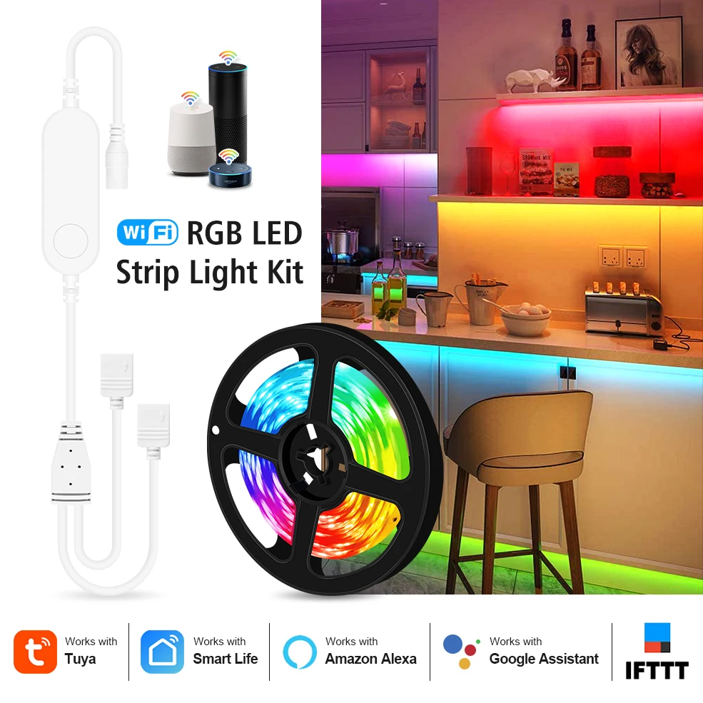 WiFi Smart LED Strip Light Voice Control Work with Alexa Google Assistant RGB LED Light Strip 12V 5050 Color Changing 5M 10M 20M
WiFi Smart LED Strip Light Voice Control Work with Alexa Google Assistant RGB LED Light Strip 12V 5050 Color Changing 5M 10M 20M