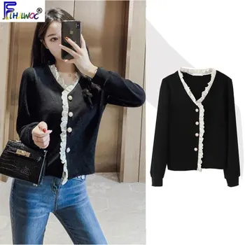 2020 Spring Fall Design Cute Short Coat Women Japanese Preppy Style Girls V Neck Ruffled Button Cardigan Black 12311
2020 Spring Fall Design Cute Short Coat Women Japanese Preppy Style Girls V Neck Ruffled Button Cardigan Black 12311