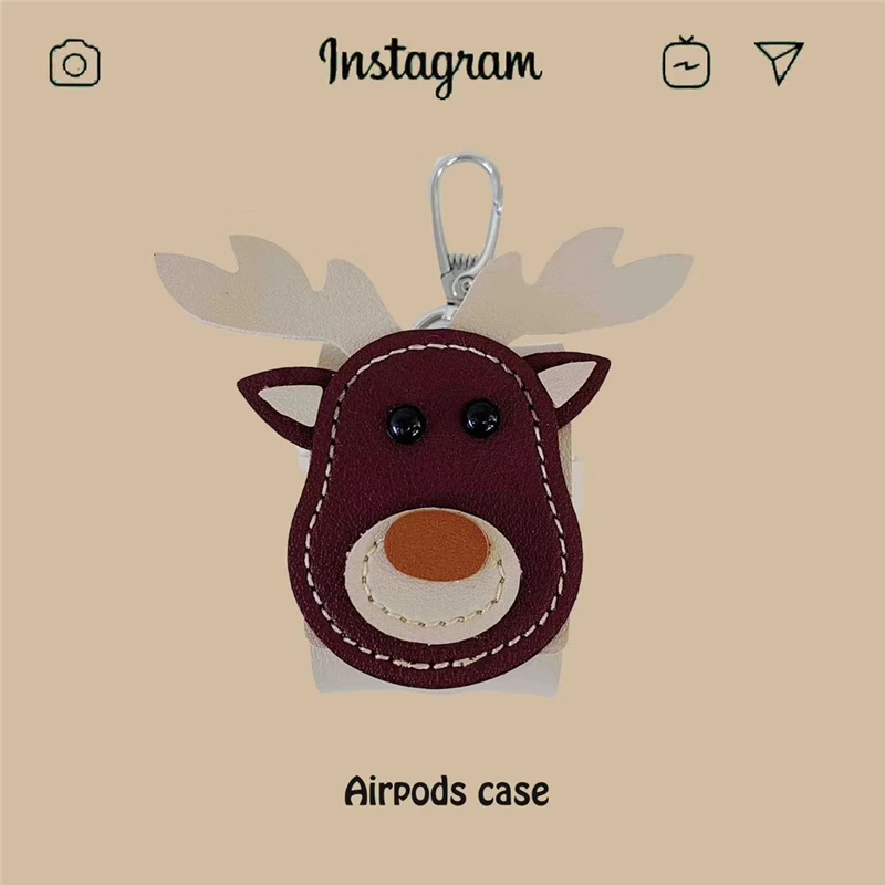 Силиконовый коричневый милый дизайн Милу олень беспроводной для iPhone airpods 1 2 чехол