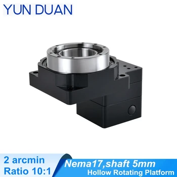 360 degree hollow rotating platform gearbox 2arcmin round disk reducer, Nema17 stepper motor 10:1 hollow gearbox,Shaft 5mm
360 degree hollow rotating platform gearbox 2arcmin round disk reducer, Nema17 stepper motor 10:1 hollow gearbox,Shaft 5mm
