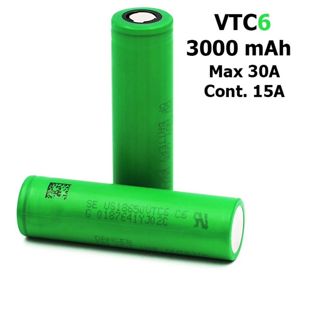 3.7V 18650 VTC4 2100mAh VTC6 3000mAh High drain 30A battery For Sony US18650VTC4 For US18650VTC6 For Electronic Cigarettes Sony
3.7V 18650 VTC4 2100mAh VTC6 3000mAh High drain 30A battery For Sony US18650VTC4 For US18650VTC6 For Electronic Cigarettes Sony