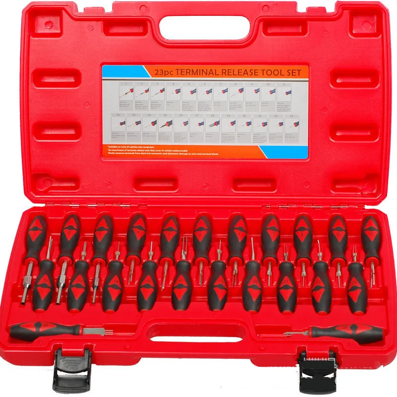 23Pcs Universal Automotive Terminal Release Removal Remover Tool Kit Car Electrical Wiring Crimp Connector Pin Extractor Kit
23Pcs Universal Automotive Terminal Release Removal Remover Tool Kit Car Electrical Wiring Crimp Connector Pin Extractor Kit
