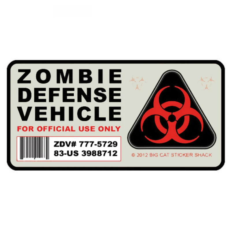 Amusing Zombie Defense Vehicle Car Sticker Car Window Decal Automobile Motorcycle Parts Waterproof Decals PVC,12cm*6cm
Amusing Zombie Defense Vehicle Car Sticker Car Window Decal Automobile Motorcycle Parts Waterproof Decals PVC,12cm*6cm