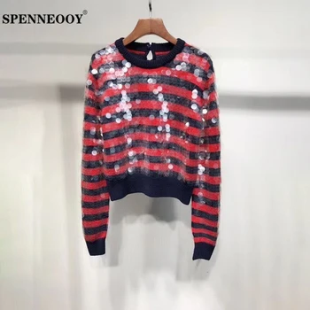 SPENNEOOY Designer Custom Runway Autumn Women Striped Knitting Pullovers Ladies Long Sleeve Sequined Fashion Casual Sweater
SPENNEOOY Designer Custom Runway Autumn Women Striped Knitting Pullovers Ladies Long Sleeve Sequined Fashion Casual Sweater
