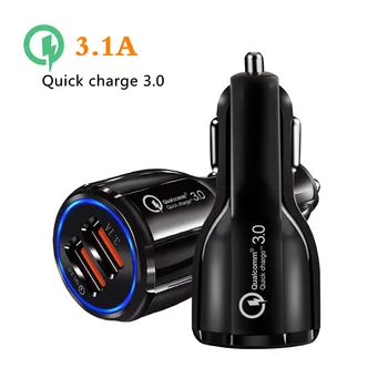 

Quick Charge 3.0 Car Charger Dual USB Ports Car Cigarette Lighter for Samsung Xiaomi iPhone Phone 3.1A Output Auto Car Chargers