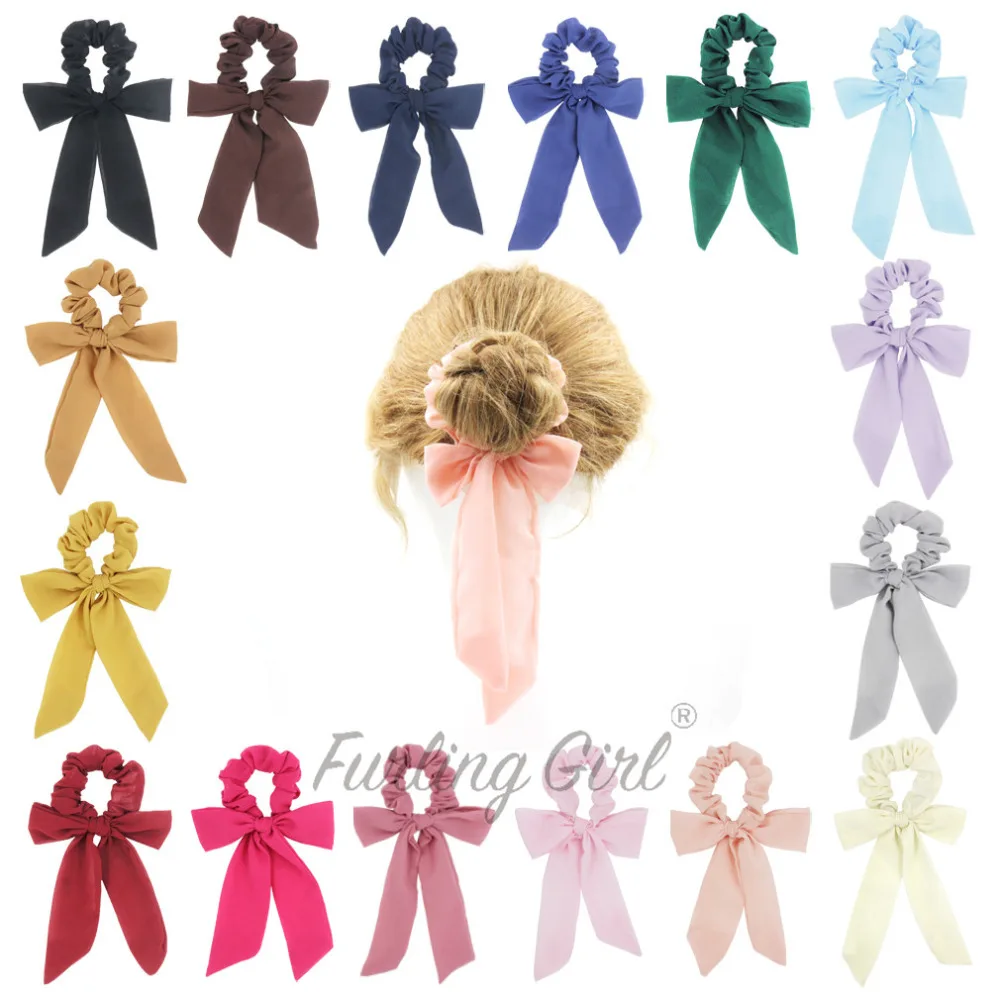 

1 PC Solid Chiffon Bowknot Elastic Hair Bands Scarf Hair Tie for Women Hair Scrunchies for Ladies