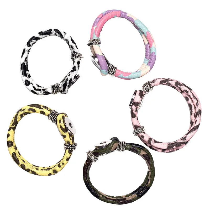 10pcs-lot-Interchangeable-Jewelry-New-PU-Leather-Charm-color-Bracelets-Fit-Snaps-Snap-Buttons-bracelet-21cm