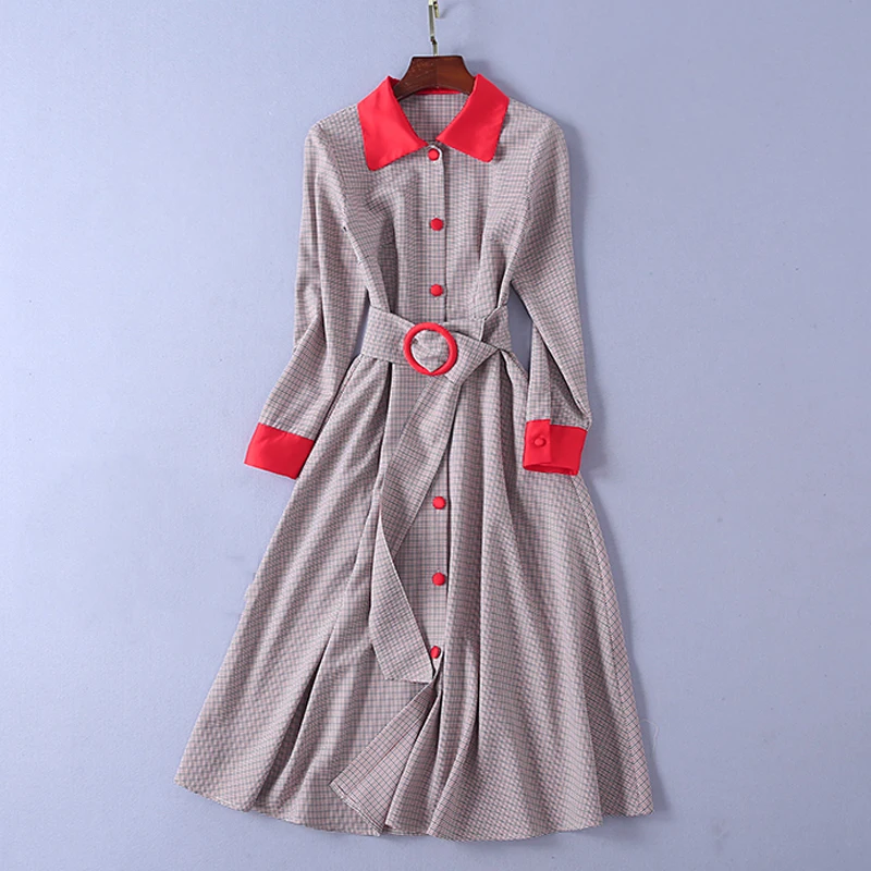 VERDEJULIAY Runway Houndstooth Dress 2020 Autumn Winter Fashion New High Quality Plaid Print Red Collar Belt Mid-Calf Dress
VERDEJULIAY Runway Houndstooth Dress 2020 Autumn Winter Fashion New High Quality Plaid Print Red Collar Belt Mid-Calf Dress
