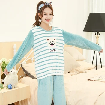 2020 Winter Thick Warm Casual Striped Flannel Pajama Sets For Women Soft Coral Velvet Pyjama Girl Cute Cartoon Homewear Clothing
2020 Winter Thick Warm Casual Striped Flannel Pajama Sets For Women Soft Coral Velvet Pyjama Girl Cute Cartoon Homewear Clothing